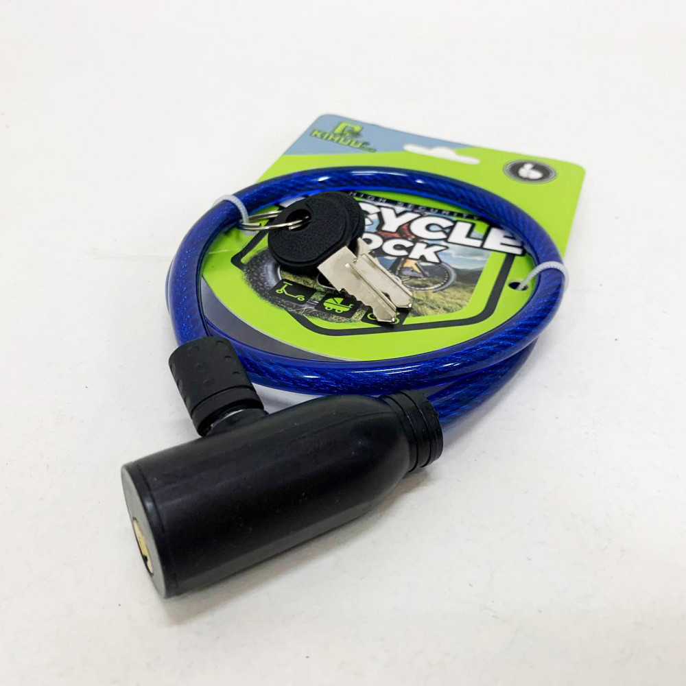 Замок велосипедный KIHUU LOCK 801, 8*65 тросовый, 2 ключа. Цвет: синий KW-27 Львов - изображение 2