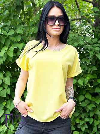 Літня блузка футболка вільного крою "Moment" оптом | Норма і батал 42-44, Жовтий Київ