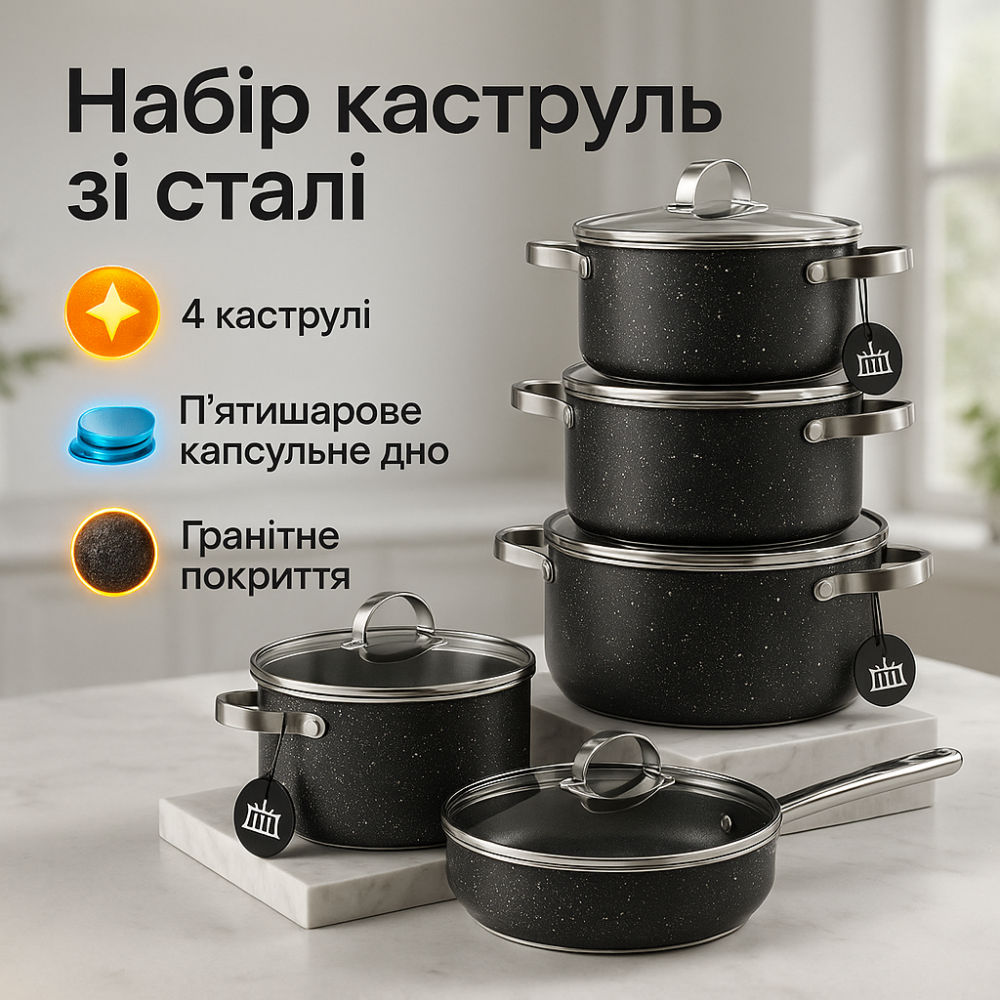 Качественный набор кастрюль 12, Хорошие кастрюли с антипригарным покрытием, Набор качественных каструль RW-22 Львов - изображение 17