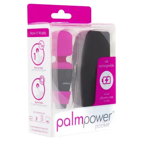 Мінівібромасажер PalmPower Pocket із чохлом на блискавці, водостійкий, перезаряджуваний, довжина 9 с Львів