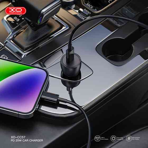 Автомобільний зарядний пристрій XO CC57 PD25W Smart Metal Single C Port + Type-C кабель чорний Львів
