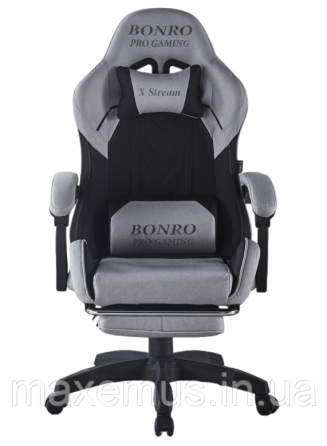 Кресло геймерское из ткани с подставкой для ног B 1 4 5 компьютерное кресло для геймера черно-серое Мостиська
