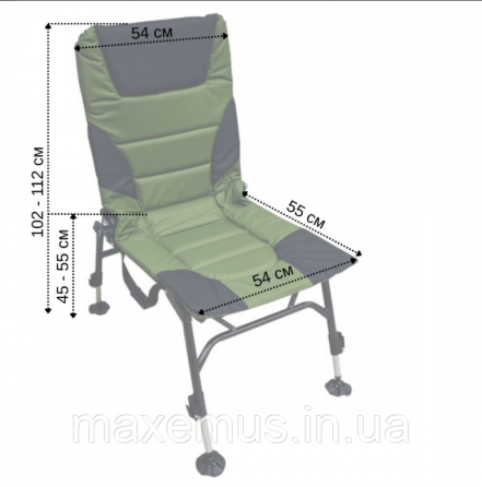 Карповое кресло раскладное для рыбалки Bonro B-26 (до 120 кг) Черно-зеленое туристическое Мостиська