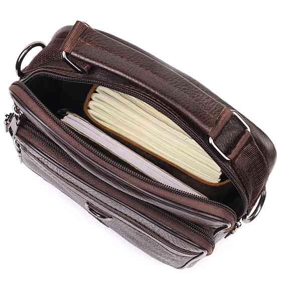 Практична чоловіча сумка шкіряна 21272 Vintage Коричнева Київ