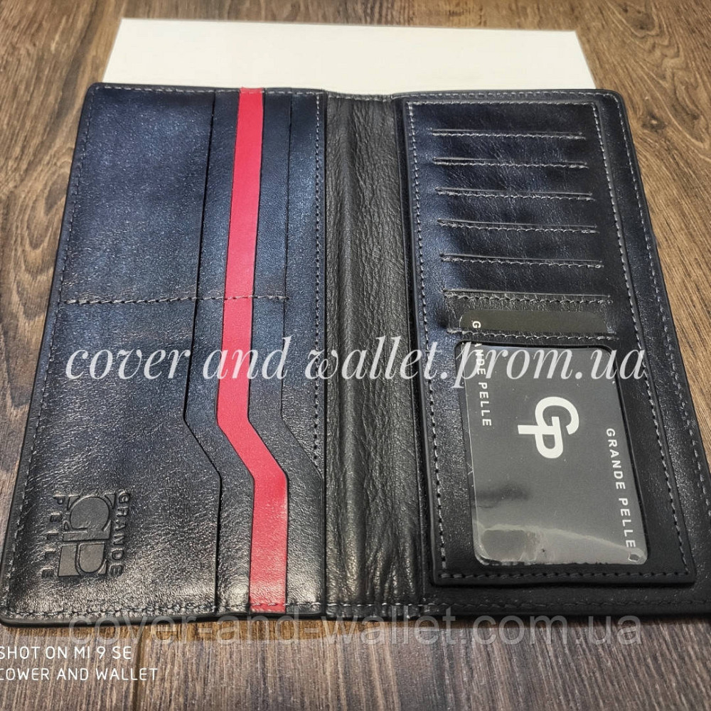 Модний шкіряний гаманець купюрник ручної роботи з італійської шкіри Grande Pelle Uccello 520610 Київ - фото 2