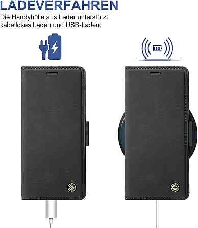 Чохол-книжка Giyer Samsung Galaxy S24 Ultra чорний PU шкіра з підставкою захисний з підсиленим склом слоти для карт RFID Київ