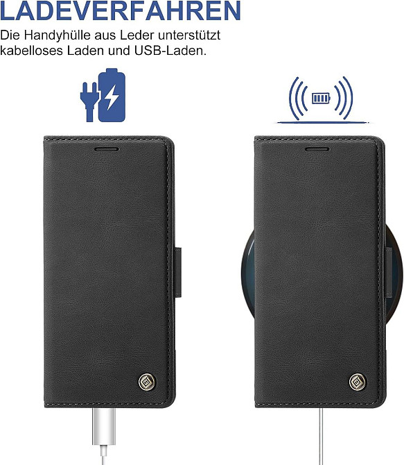 Чохол-книжка Giyer Samsung Galaxy S24 Ultra чорний PU шкіра з підставкою захисний з підсиленим склом слоти для карт RFID Київ - фото 5