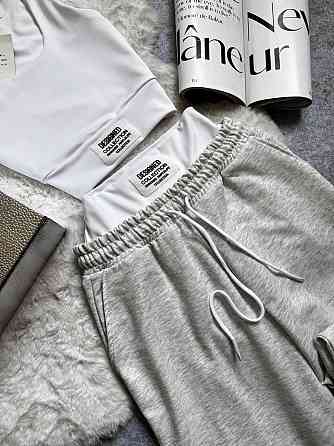 Жіночий прогулянковий костюм-двійка: топ і штани двонитка + мікродайвінг Сірий, 46/48 Одеса