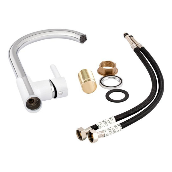 Змішувач для кухні з латуні Qtap Grand QTGRAWCR007F Chrome/White Харків - фото 7