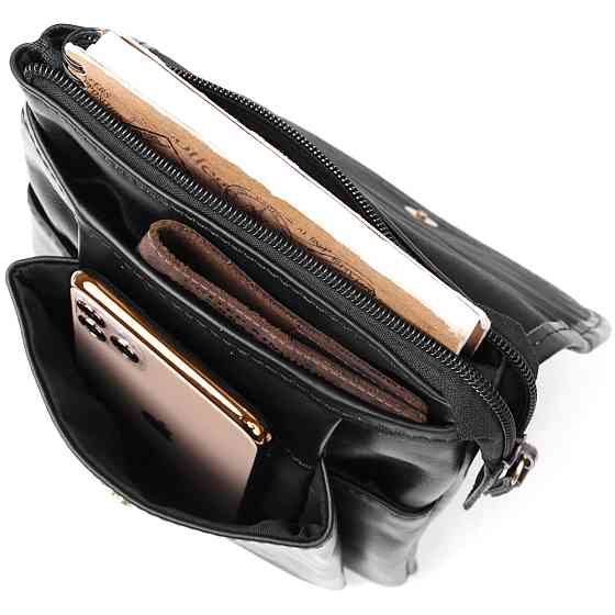 Кожаная небольшая сумка через плечо Черный (Vintage) Киев