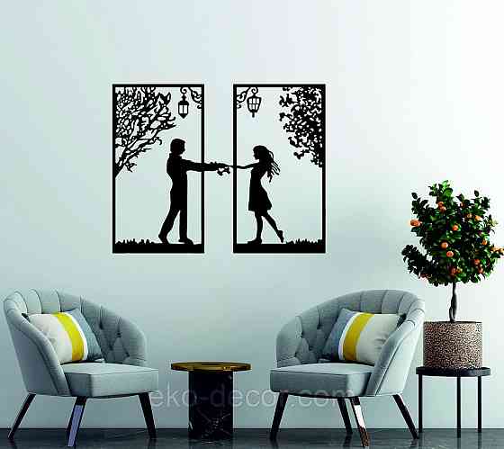 Декоративное настенное Панно «Девушка и парень» Декор на стену 90*71 см, Черный Киев