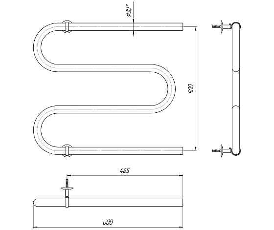 Водяна рушникосушка Mario Змійка ∅30 530x600/500 Київ