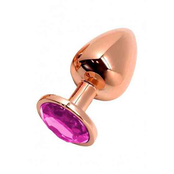 Металлическая анальная пробка Wooomy Tralalo Rose Gold Metal Plug Magenta L, диаметр 4 см, длина 9см Sex Aura Киев