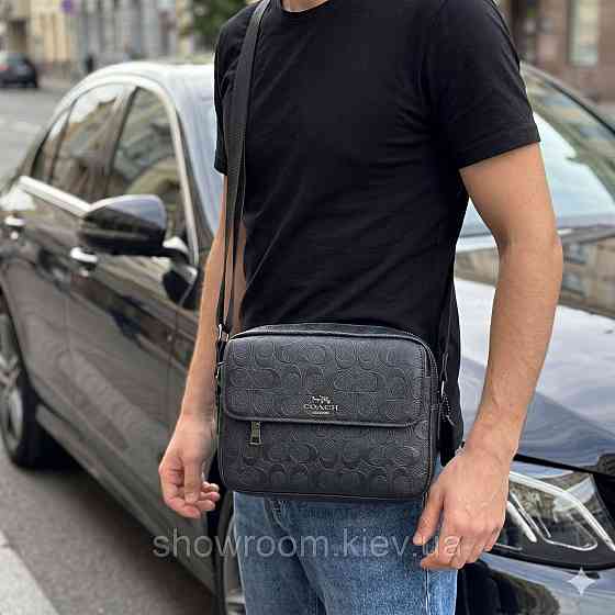 Чоловіча брендова барсетка, сумка Coach (2514) чорна Київ