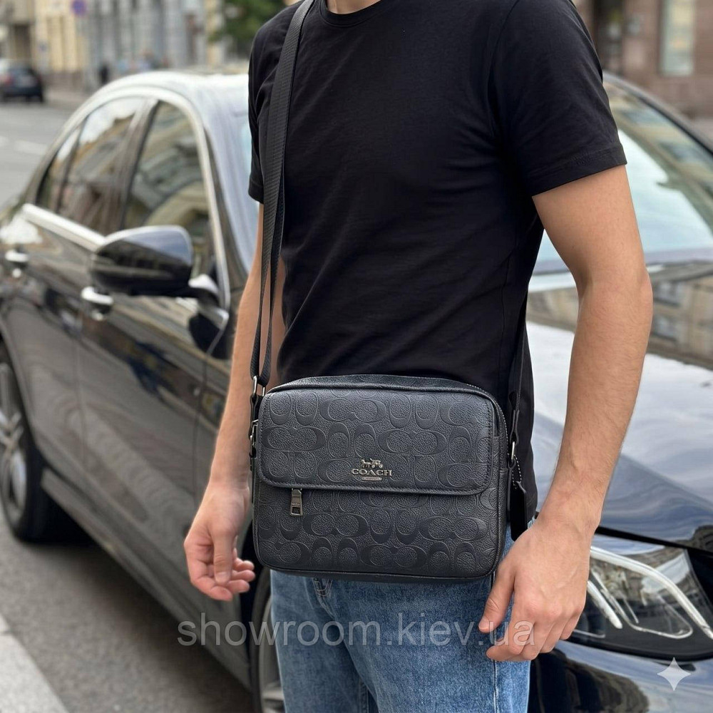 Чоловіча брендова барсетка, сумка Coach (2514) чорна Київ - фото 5