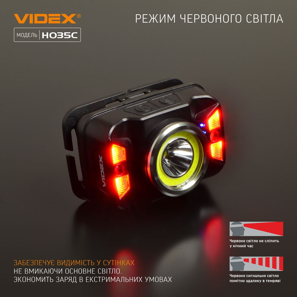 Ліхтарик LED налобний 410Lm 5000К чорний VLF-H035C Videx Житомир - фото 9