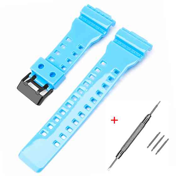 Ремінець для Casio G-Shock GA-100/110/120 Light Blue-Glossy BK SBR Київ