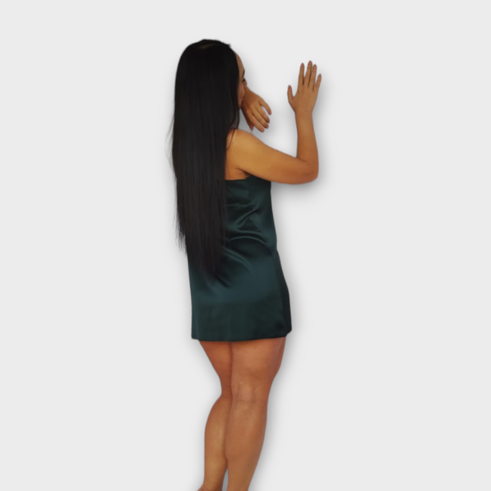 Жіноча нічна сорочка шовкова на регульованих бретельках Зелений M/L Харків - фото 5