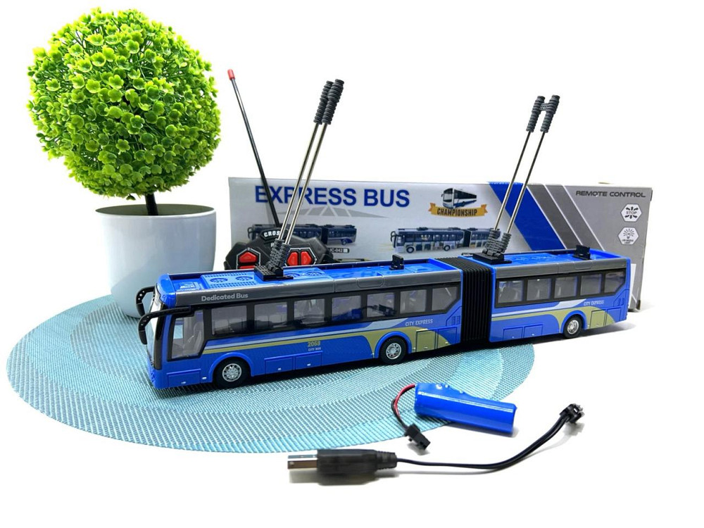 Тролейбус на радіокеруванні 34 см Синій (JC-044-45) Чернігів - фото 1