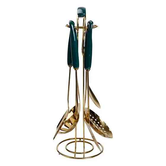 Набір кухонного приладдя на підставці 7 предметів кухонні аксесуари на підставці Смарагдовий HP-20-67 Коломия