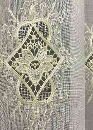 Тюль VR-Textil 1804т Лен с кружевом Кремовый 300х270 см (40-106) Киев