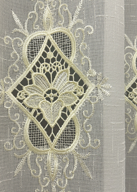 Тюль VR-Textil 1804т Лен с кружевом Кремовый 300х270 см (40-106) Киев - изображение 6