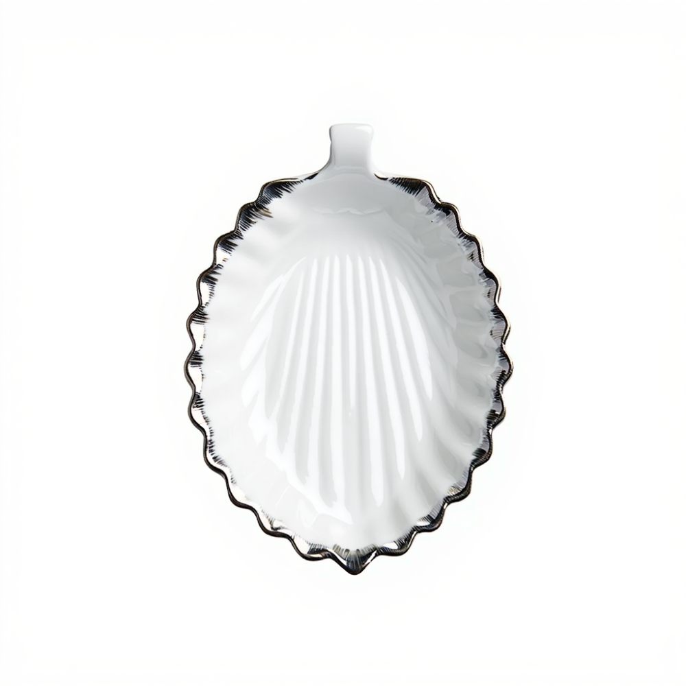 Yiwu Декоративне блюдо Лист 31 см біле з чорним кантом 2553-1S Коломыя - изображение 1