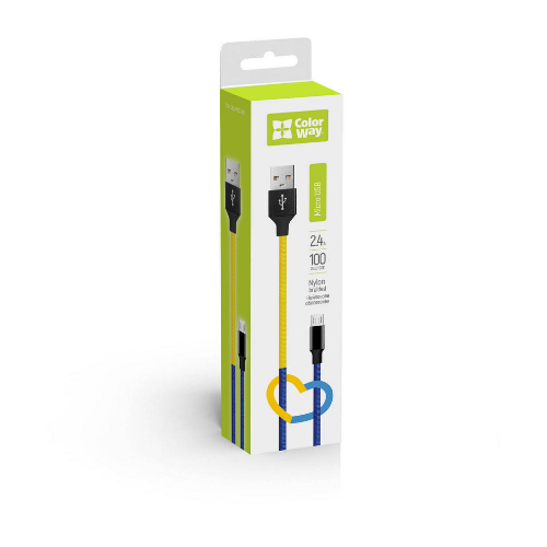 Кабель USB MicroUSB ColorWay CW-CBUM052-BLY 2,4A 1м синій/жовтий Житомир