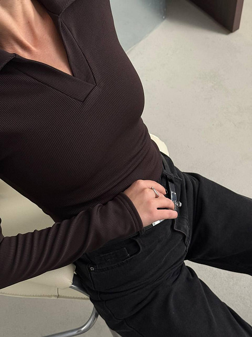 Женский базовый теплый гольф Рубчик на флисе с начесом Шоколад, 40/42 Одесса - изображение 1