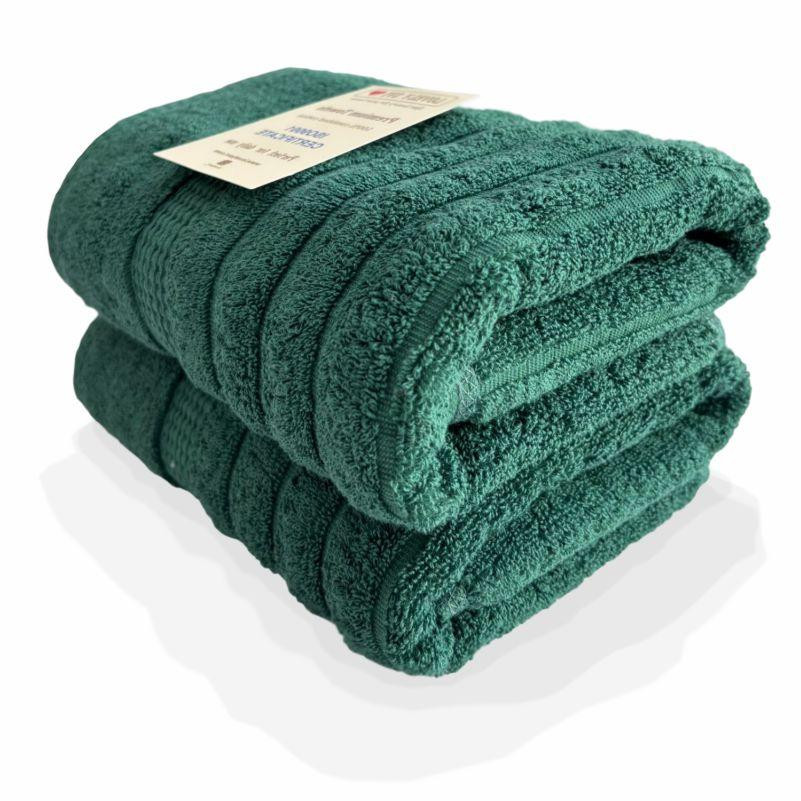Набор 2 жаккардовых полотенца Lovely Svi для ванной, гостиниц, в подарок, 50* 90 Oxford Stripe темно-зелений Киев - изображение 1