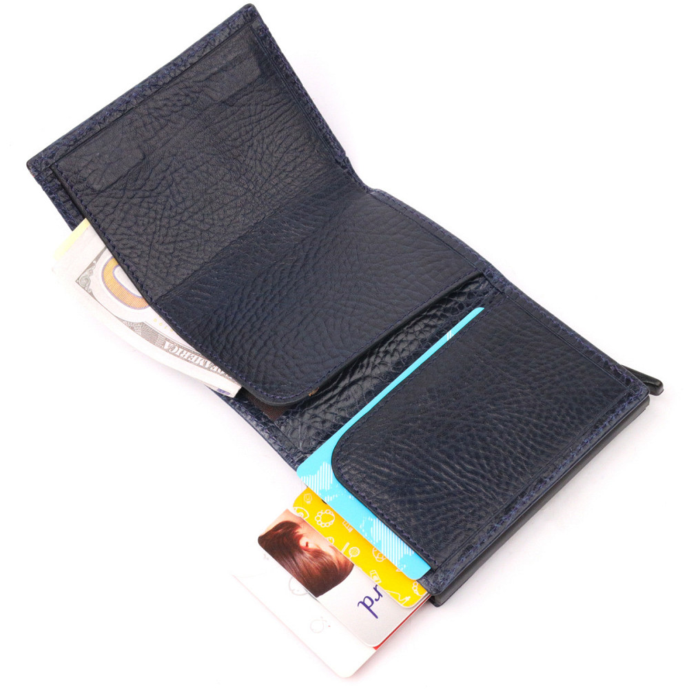 Візитниця із натуральної крупнозернистої шкіри Синій (KARYA) Київ - фото 10