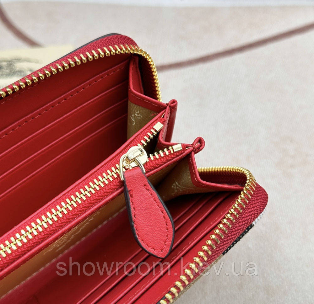 Жіночий шкіряний гаманець на блискавці Burberry (3341) red Київ - фото 6