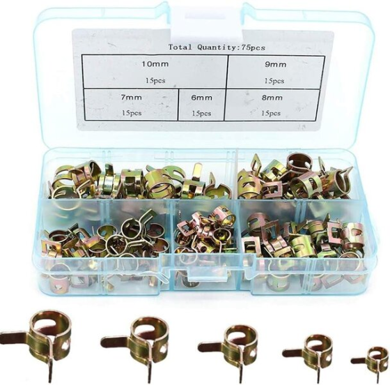 Набір хомутів для шлангів 6-10 мм, 75 шт у кейсі Київ