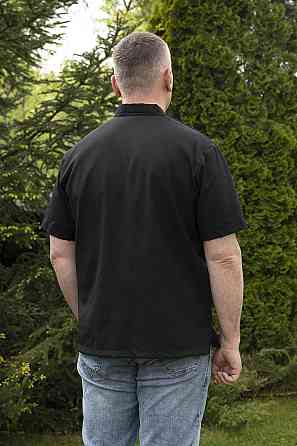 Вишиванка, чоловіча, з тризубцем, чорна, коротка рукав,лен, топ Київ