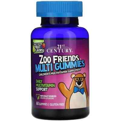Витаминно-минеральный комплекс 21st Century Мультивитамины для детей, вкус фруктов, Zoo Friends Multi, 60 же (CEN-27619) Вінниця