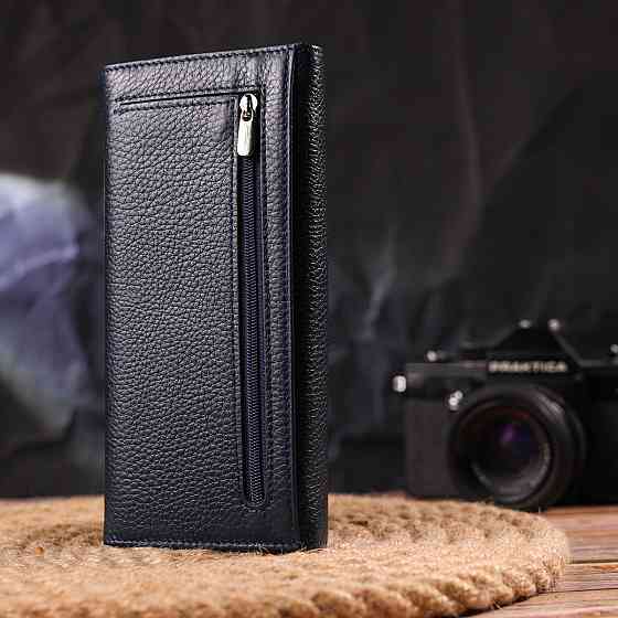 Женский кошелек из натуральной зернистой кожи Синий (CANPELLINI) Киев