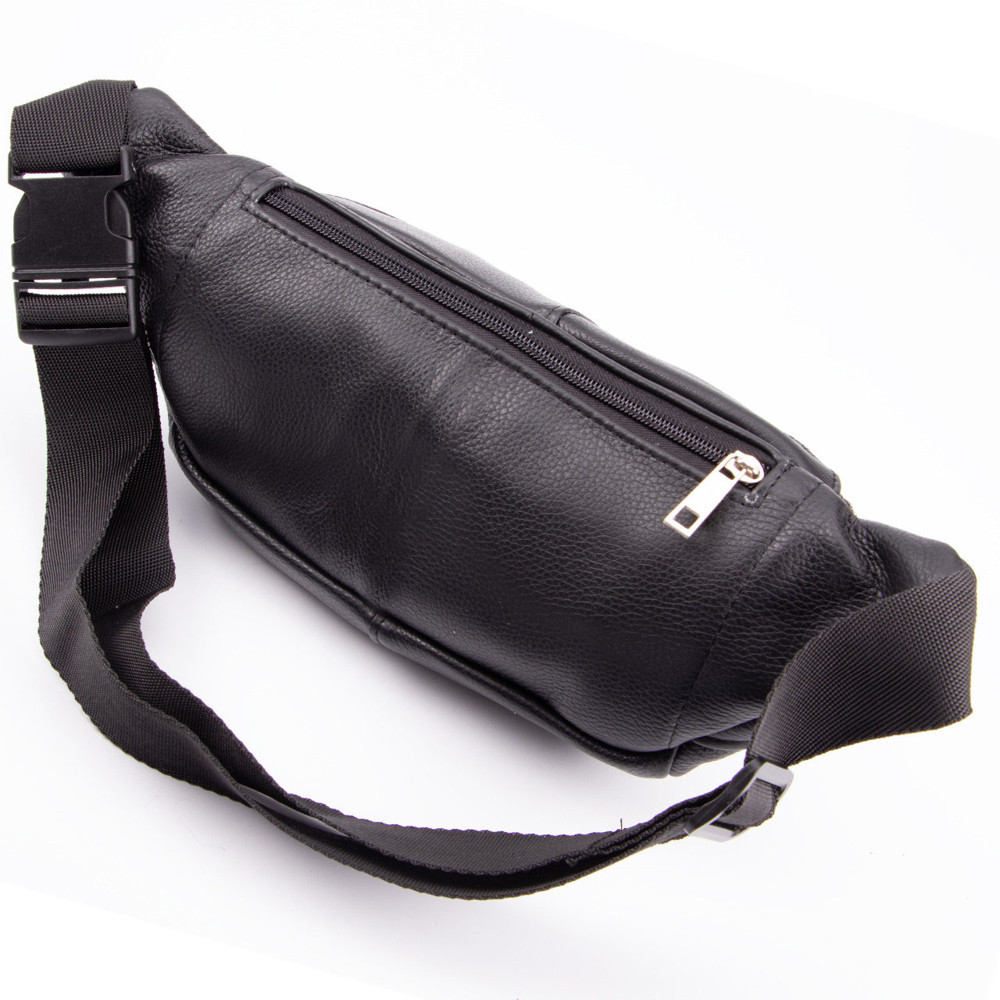 Сумка на пояс мужская бананка кожаная поясная из натуральной кожи кожа черная Киев - изображение 7