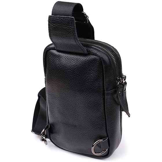 Сумка-слинг для мужчин из натуральной кожи Vintage 22955 Черный Киев
