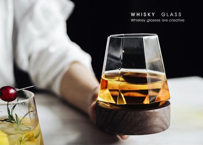 Бокали для віскі Алмаз, ЕФФЕКТНІ! З дерев'яною підставкою! набір келихів 6 шт. Кременчук - фото 2