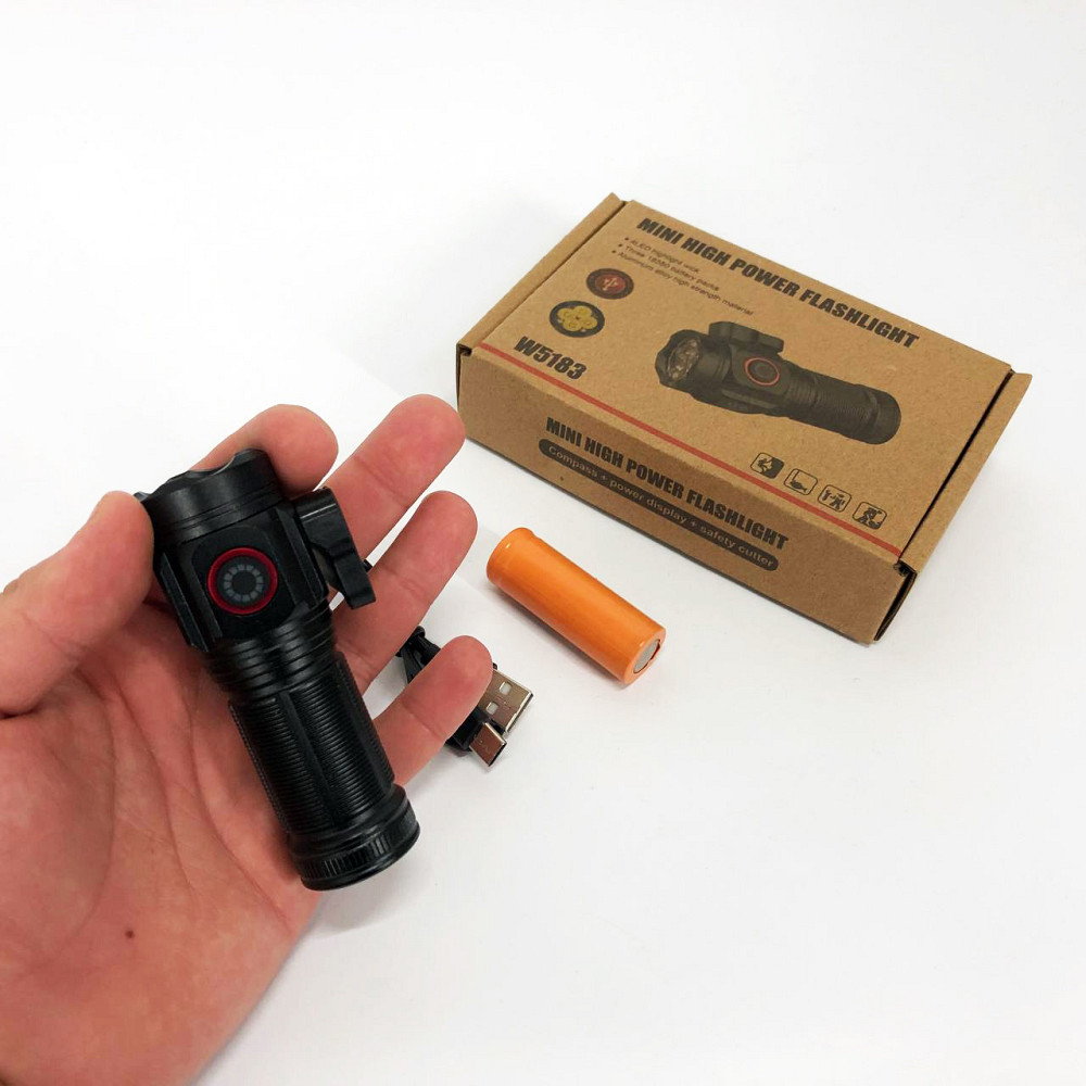 Мощный ручной фонарь повербанк W5183-4XHP360, Армейские тактические фонари, Пылезащищенный фонарь PS-53 Львов - изображение 9