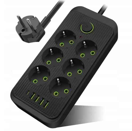 Подовжувач мережевий UA Power F06U, 4USB, Type-C, 6 розеток, 6 м, чорний Винница