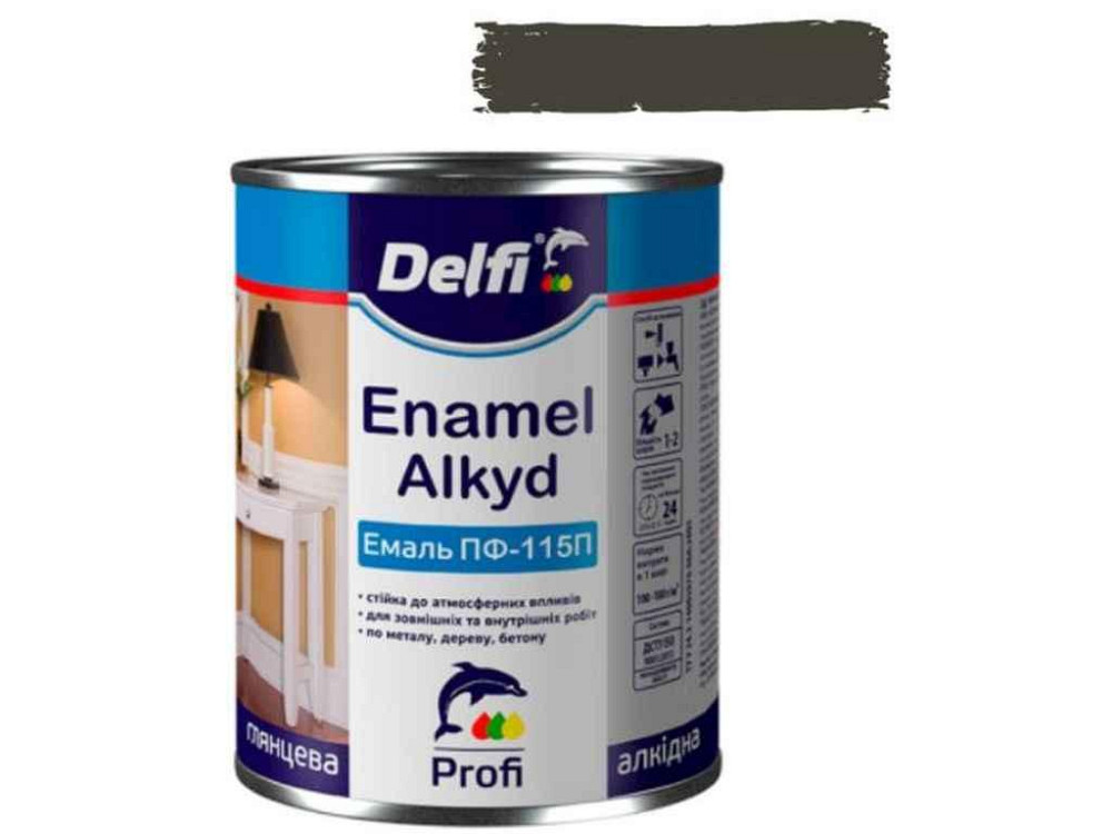 Эмаль алкидная ПФ-115П хаки -0,9 кг ТМ DELFI Solmir Киев - изображение 1