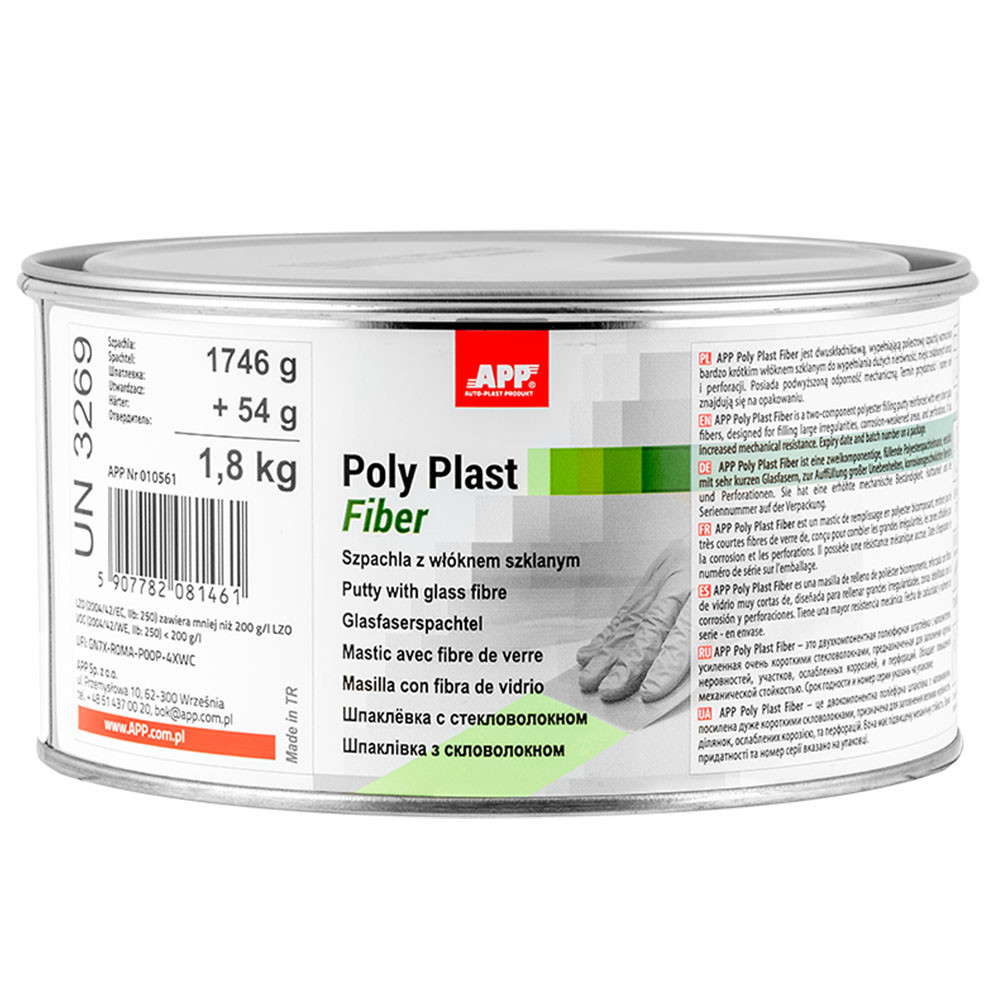 Шпаклівка із скловолокном "Poly Plast Fiber" + затв. 1746+54г зелена APP, 010561 Вінниця - фото 2