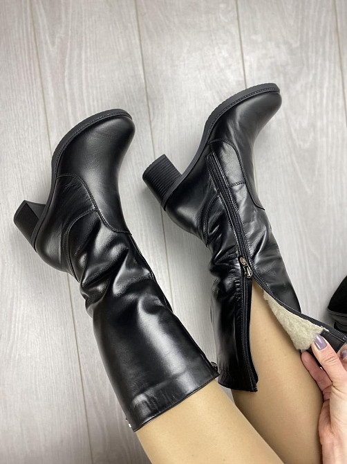 Чоботи жіночі Odzi чорні натуральна шкіра зима висота 27,5см размер 36 (2214) Коломия - фото 2