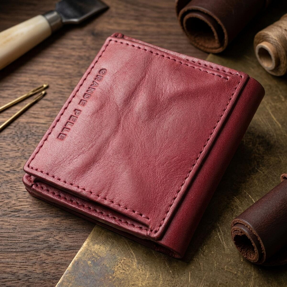 Компактное портмоне из натуральной кожи GRANDE PELLE 16798 Бордовый Киев - изображение 14