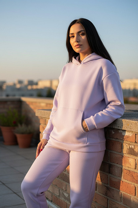 Женский спортивный теплый костюм на флисе батал Сиреневый 4XL/5XL Харьков - изображение 2