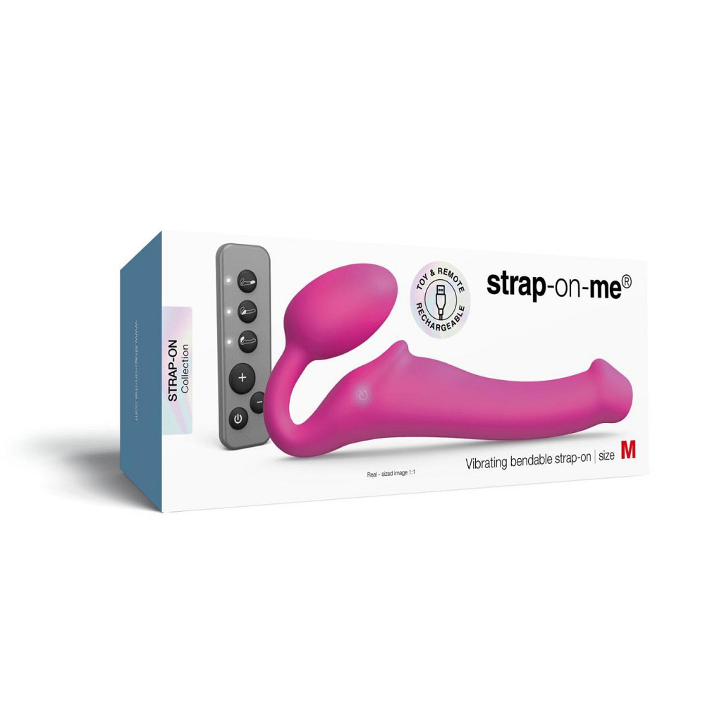 Безремінний страпон з вібрацією Strap-On-Me Vibrating Fuchsia XL, діам. 4,7см, пульт ДК, регульований Sex Aura Київ - фото 6