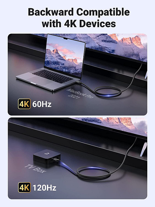 HDMI кабель V2.1 UGreen HD140 с поддержкой 8K@60Hz 4K@120Hz 80403 (Черный, 2м) Николаев - изображение 4