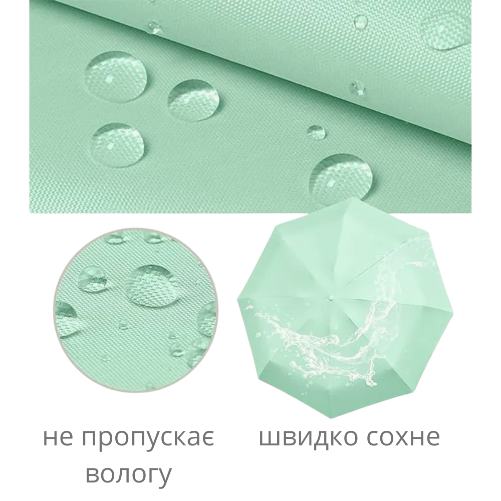Зонт механический.Зонт карманный от дождя и солнца.Мини-зонт в футляре на 8 спиц в чехле цвет светло-зелёный Каменец-Подольский - изображение 3