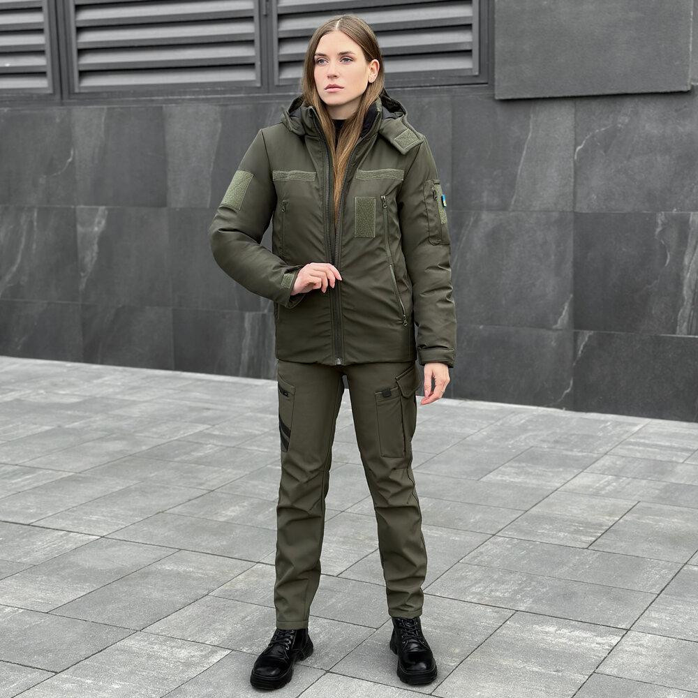 Тактическая зимняя женская куртка хаки Pobedov Motive Киев - изображение 7
